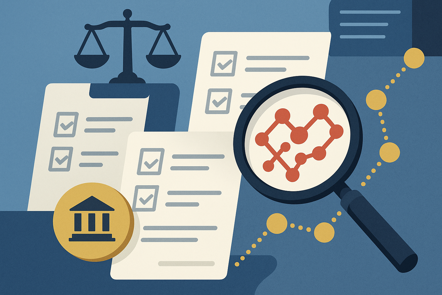 Editorial illustration for the article 'Understanding the Conquer Escrow, Inc. Enforcement Action and Its Testing Implications' about California Department of Financial Protection and Innovation.